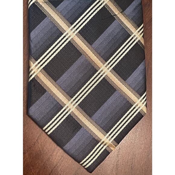 Alexander Julian Colours Gold Black Hand Made 100% Polyester Mens Neck Tie China - Picture 1 of 9